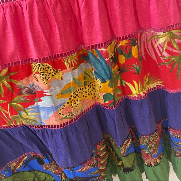 FARM Rio || Rainbow Mixed Prints Maxi Dress Tiered Leopard Medium NWT - Picture 5 of 9